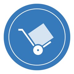 Diable, chariot de livraison dans un panneau rond