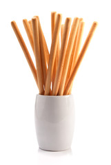Breadsticks in a glass