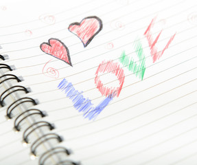 Love Written in Notebook.