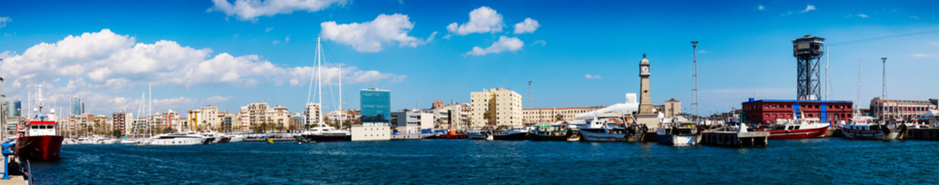Panorama of Port Vell  in Barcelona