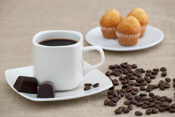 black coffee with muffins