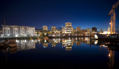Fototapeta premium Sunset Thea Foss Waterway Downtown Tacoma Waterfront Skyline Wor
