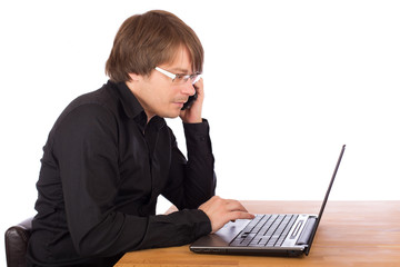 Business man working on a laptop