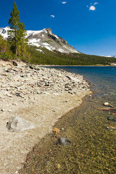 Snow-capped Mountains and Lake in Yosemite National Park