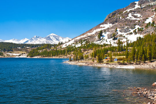 Snow-capped Mountains  in Yosemite National Park,California