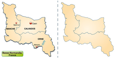 Inselkarte von Basse-Normandie mit Departements