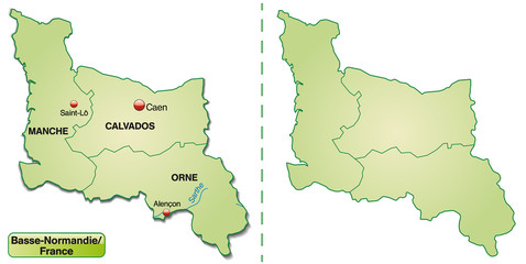 Inselkarte von Basse-Normandie mit Departements