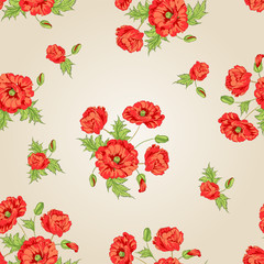 Obraz na płótnie Canvas Pattern of poppy flowers.