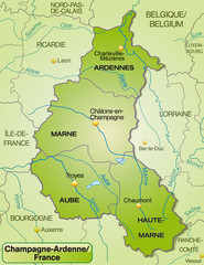 Umgebungskarte von Champagne-Ardenne mit Departements