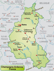 Karte von Champagne-Ardenne mit Umland