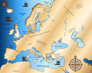 Antike Landkarte von Europa