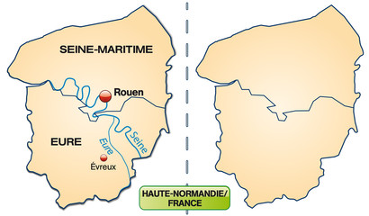 Karte der Region Haute-Normandie mit Departements