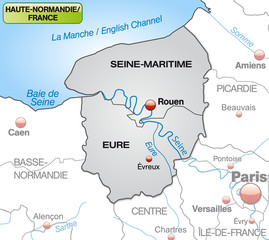 Karte von Haute-Normandie mit Departements