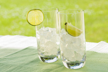 preparing summer drinks in sunlight garden