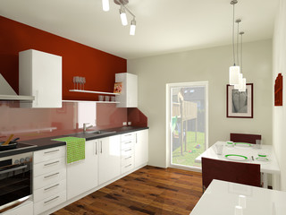 K&uuml;che mit Blick im Garten