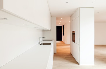 interior new house, modern white kitchen