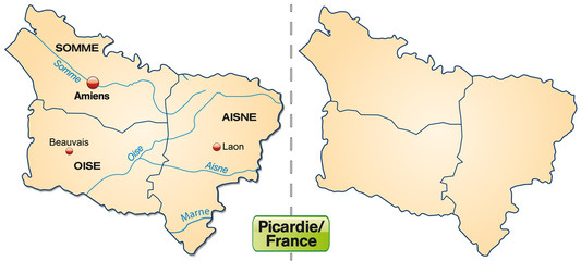 Karte der Region Picardie mit Departements