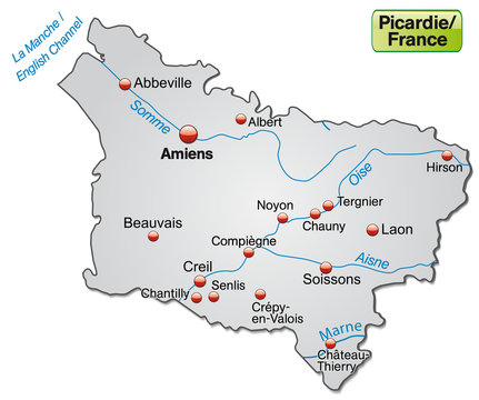 Inselkarte der Region Picardie in Frankreich