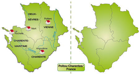 Karte der Region Poitou-Charentes mit Departements