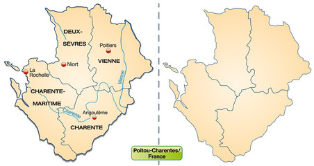 Karte der Region Poitou-Charentes mit Departements