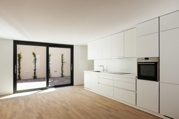 interior new house, modern white kitchen