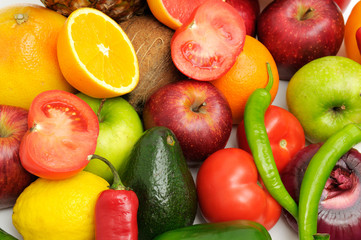 Naklejka na ściany i meble fruits and vegetables background