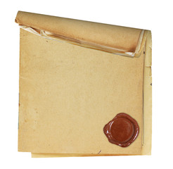Blank paper with wax seal stamp.