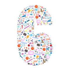 colorful school number background with media icons