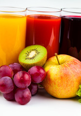 Fresh  juices isolated on white
