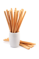Breadsticks in a glass