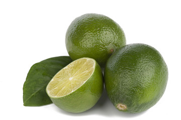 Fresh limes Isolated on white