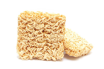 dried Instant noodles on a white background