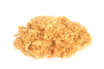 Dried shredded pork on white background