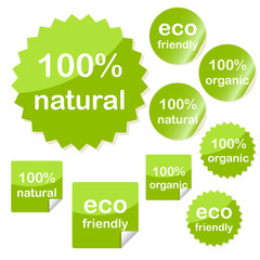 Set of sticky eco web icons