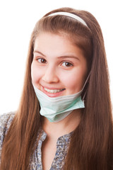 Teenager girl in surgical mask