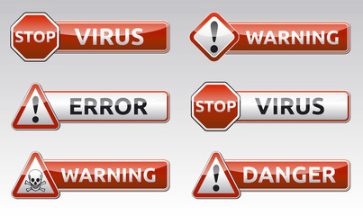 Virus warnig icon symbol, sign collection