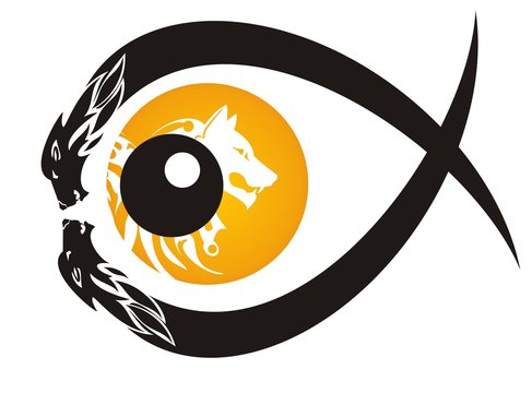 Tribal Wolf Eye Symbol In The Form Of Fish