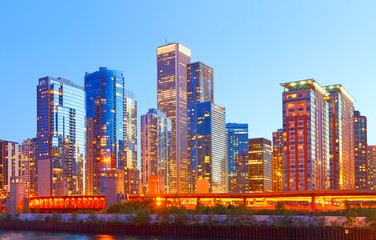 City of Chicago USA, sunset colorful panorama skyline - 53129216