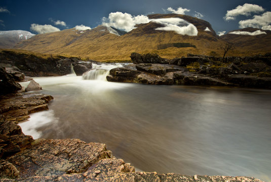 Scottish Highlands Glen Etive river near Beinn Mhic Chasgaig