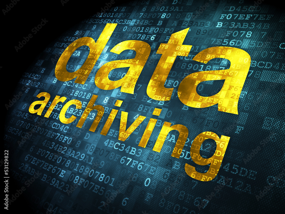 Poster data concept: data archiving on digital background