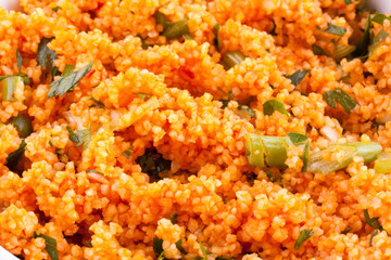 Kisir, Bulgur salad with tomato paste, parsley and onion 