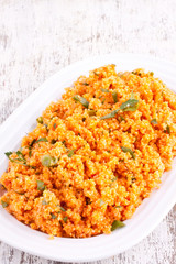 Kisir, Bulgur salad with tomato paste, parsley and onion 