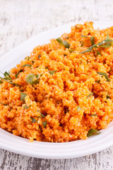 Kisir, Bulgur salad with tomato paste, parsley and onion 