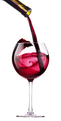 Splash red wine against a white background