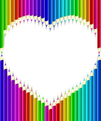 Obraz premium Colored pencils heart shape