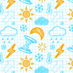 Weather hand drawn seamless pattern.