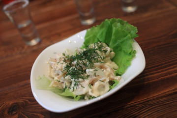 Plate of squid salad