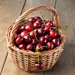Basket of organic Cherries