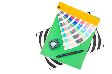 Graphic design tools with magazins, isolated on white