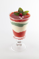 Organic smoothie, strawberry spirulina juice